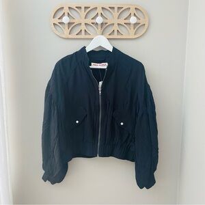 Free People On Pointe Bomber Jacket Black Sz Small